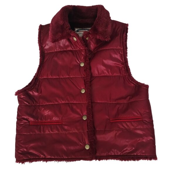 Apriori Cotton & Casual Apriorisette Burgundy Plush Lined Puffer Vest Size 8 - Picture 2 of 14